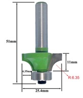 Zaobľovacia fréza s konkávnym ložiskom 12,7x25,4mm