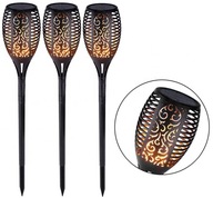 3x SOLAR Garden Lamp Hammered Flame Effect 3x SOLAR Garden Lamp Hammered Flame Effect