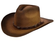 Vlnený kovbojský klobúk, hnedá hnedá, Skoczów