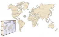 Mapa sveta na stenu, drevené 3D puzzle, 83x55cm