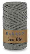 Spletená Šnúrka PRE MACRAME TMAVO SIVÁ 100m 3mm Spletená Šnúrka PRE MACRAME TMAVO SIVÁ 100m 3mm