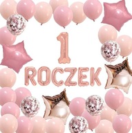 Sada ANNIVERSARY BALLOONS číslo 1 narodeninová ružová ROSE Sada ANNIVERSARY BALLOONS číslo 1 narodeninová ružová ROSE
