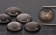 Strieborný obsidián, okrúhly vypuklý tanier, priemer 8 mm