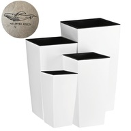 KVETINÁČE S VLOŽKOU DO OBÝVAČKY PLÁŠŤOVÁ SADA KVETINÁČOV X4, BIELE NA BALKÓN