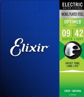 Struny pre elektrickú gitaru Elixir OptiWeb 9-42 Struny pre elektrickú gitaru Elixir OptiWeb 9-42
