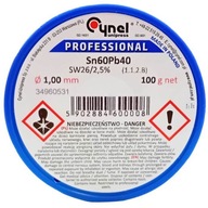 Spájkovací cín s tavidlom Sn60Pb40-SW26/2,5% Ø 1,00 100 g Spájkovací cín s tavidlom Sn60Pb40-SW26/2,5% Ø 1,00 100 g