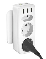 Elektrická zásuvka 3 bežné + 3 USB A, rozbočovač Lencent biely 6v1 3x USB A Elektrická zásuvka 3 bežné + 3 USB A, rozbočovač Lencent biely 6v1 3x USB A