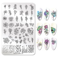 Veľká doštička na pečiatkovanie nechtov FLOWERS BOTTERFLIES Veľká doštička na pečiatkovanie nechtov FLOWERS BOTTERFLIES