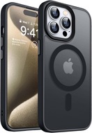 MAGNETICKÉ POUZDRO NA IPHONE 15 PRO MATTE BLACK ARMOR + 9H SKLO