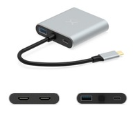 HUB PC HDMI SPLITTER 4K/60HZ KRUX USB-C HDMI adaptér 2xHDMI 1xUSB