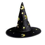 Čierny halloweenský čarodejnícky klobúk