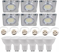 Sada 6x štvorcových sklenených halogénových bodiek + LED Sada 6x štvorcových sklenených halogénových bodiek + LED
