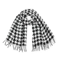 Dámska kockovaná šatka Čiernobiela Houndstooth so strapcami Zimné ležérne Dámska kockovaná šatka Čiernobiela Houndstooth so strapcami Zimné ležérne