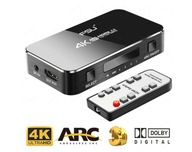 Switch HDMI 4K HDMI2.0 4-vstup s ARC DAC + pilot