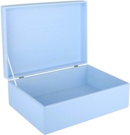 Modrá drevená krabička s vekom, 40x30x14 cm
