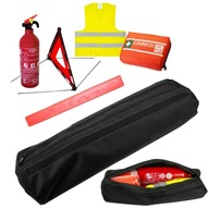 Bezpečnostná súprava v kufríku: trojuholníkový hasiaci prístroj, žltá vesta, lekárnička