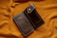Čierna hnedá kožená ručne robená peňaženka