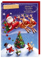 Santa Claus Snehuliaci rozprávková vianočná pohľadnica KStar36