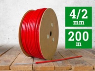 Drôtené lano z PVC 2/4mm 200m červené 1x19