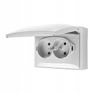 Prisadená zásuvka IP-44 dvojitá w/u s bielym krytom White Simon Aquaclick Prisadená zásuvka IP-44 dvojitá w/u s bielym krytom White Simon Aquaclick