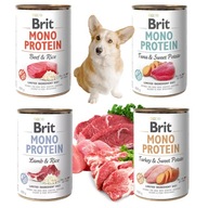 BRIT MONO PROTEIN Vlhké krmivo pre psov 4 x 400 g hovädzie, jahňacie, tuniak, morka