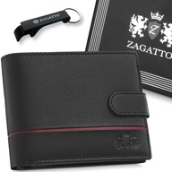 Pánska čierna kožená peňaženka ZAGATTO kožená RFID horizontálna, odolná, priestranná Pánska čierna kožená peňaženka ZAGATTO kožená RFID horizontálna, odolná, priestranná