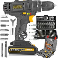 AKUMULÁTOROVÝ VŔTAČKOVÝ VŔTAČKA 20V 2x2Ah BIT SADA 100 KUS AKUMULÁTOROVÝ VŔTAČKOVÝ VŔTAČKA 20V 2x2Ah BIT SADA 100 KUS