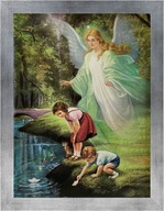 OBRAZ 45x35 ANJEL STRÁŽNY ANJEL STRIEBORNÝ RÁM OBRAZ 45x35 ANJEL STRÁŽNY ANJEL STRIEBORNÝ RÁM