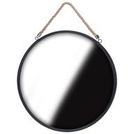 Okrúhle zrkadlo na šnúrke 41cm čierne LOFT