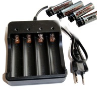 Nabíjačka +4x Batéria 18650 4800 mAh 3,7V Nabíjačka +4x Batéria 18650 4800 mAh 3,7V