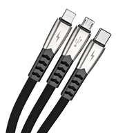 VYSTUŽENÝ 3v1 MIKRO USB TYP-C KÁBEL PRE IPHONE QC30 VYSTUŽENÝ 3v1 MIKRO USB TYP-C KÁBEL PRE IPHONE QC30