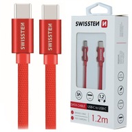 SWISSTEN USB kábel typu C USB-C 1,2m 3A červený SWISSTEN USB kábel typu C USB-C 1,2m 3A červený