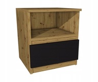 Nočný stolík z dubu Artisan, čierna zásuvka 45x45cm