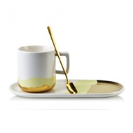 Porcelánový hrnček AFFEK s podšálkou, bielo-žltý, 260ml Porcelánový hrnček AFFEK s podšálkou, bielo-žltý, 260ml