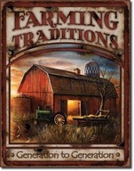 Kovový plagát USA Tradičná farma pre generácie