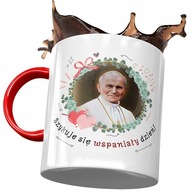 Červený Ján Pavol II Pope Mem hrnček ako darček