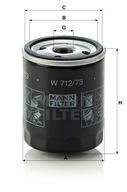 Olejový filter Mann-Filter W 712/73 Olejový filter Mann-Filter W 712/73