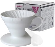 HARIO V60-01 biely keramický dripper infuser