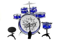 Veľký bicí set 6 bubnov činelový pedál modrý