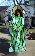 Anjel strážny vitráž Tiffany veľká zelená