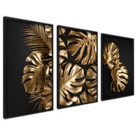 Plagáty Obrazy Black Gold Monstera Leaves XXL Plagáty Obrazy Black Gold Monstera Leaves XXL