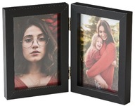 Dvojitý sklopný fotorámik 10x15, čierny moderný Dvojitý sklopný fotorámik 10x15, čierny moderný