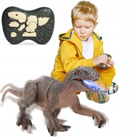 DINOSAUR XL VELOCIRAPTOR CHODÍ, HROZÍ, SVETLÁ, 49CM