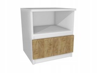Biely nočný stolík, remeselný dub 45x45 cm, zásuvka