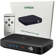 UZELENÝ SPÍNAČ SPLITTER SPÍNAČ HDMI - 3XHDMI 4K 30HZ ČIERNA UZELENÝ SPÍNAČ SPLITTER SPÍNAČ HDMI - 3XHDMI 4K 30HZ ČIERNA