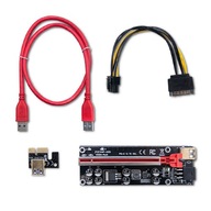 Qoltec Riser PCI-E 1x - 16x / USB 3.0 / ver. 009S Plus / SATA / PCI-E 6 pin