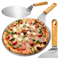 Lopata na pizzu, oceľová lopatka, okrúhly podnos, drevená rukoväť, veľ Lopata na pizzu, oceľová lopatka, okrúhly podnos, drevená rukoväť, veľ