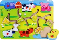 Drevené farmárske puzzle pre Montessori deti