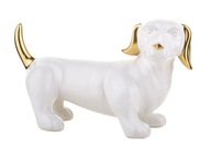 Bytová dekorácia figúrka psíka bieleho zlatého jazvečíka