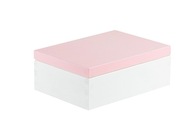 Drevená krabička, ružová a biela krabička na čaj